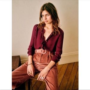 Sezane Paris - Blouse Luce - Bordeaux - long sleeve blouse - NWT - size 6 (38)
